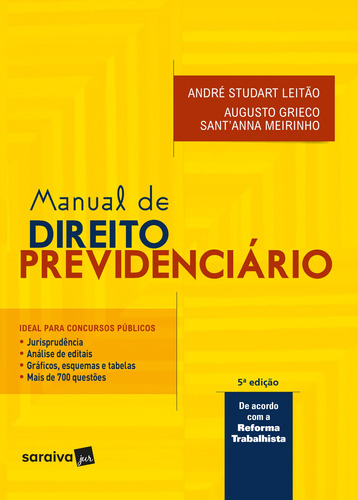 Manual de direito previdenciário - 5ª edição de 2018, de Leitão, Andre Studart. Editora Saraiva Educação S. A., capa mole em português, 2018