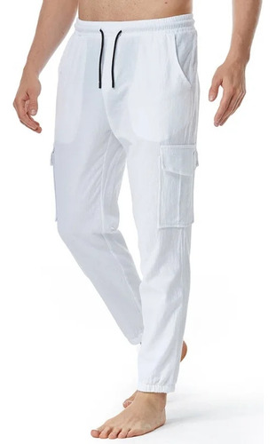 Pantalón De Hombre De Talla Europea De Algodón Y Lino, Blusa