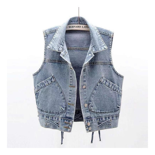 Casual Fashion Women's Denim Vests With Strap Design 2024