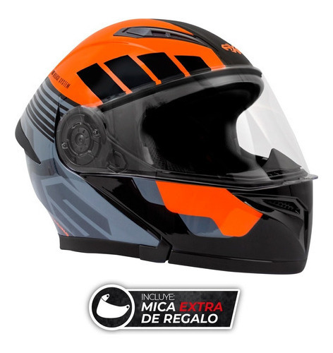 Casco Para Moto Lite Certificacion Dot + Mica De Regalo Naranja L 59-60 Cm