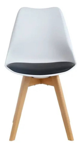 Imagen 2 de 3 de Silla de comedor E-Chairs By Masliah Eames Tulip, estructura color blanco, tapizado negro, 4 unidades