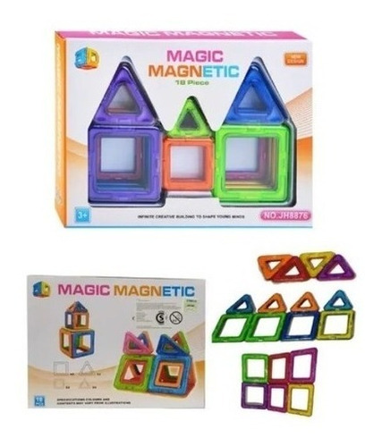 Bloques Magnéticos Construcción 3d Imanes Magic 18 Piezas