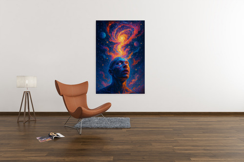 Cuadro Moderno Mural Con Figura Cósmica Y Luz Interior Vibra Full Hd