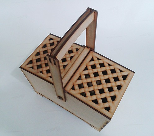 Canasta Picnic Mdf Caja Recuerdito Cajon Asa Lonchera Nf