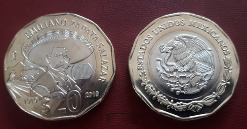 Moneda De 20 Pesos Emiliano Zapata Salazar