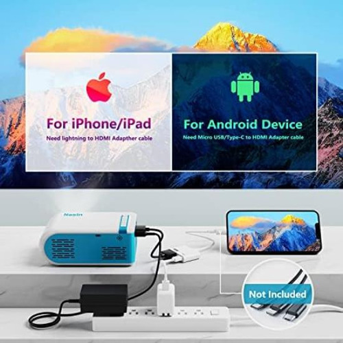 Mini Projetor, Projetor Portátil Nasin 1080p Compatível Com