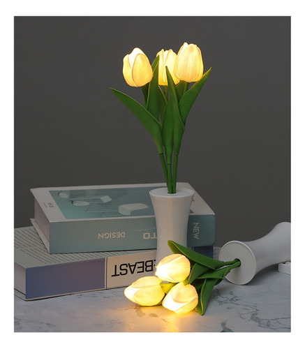 Luz Nocturna Decorativa De Tulipán De Flores Artificiales
