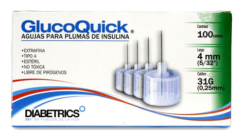 Aguja Para Pen Glucoquick 4mm X 31g X 100und