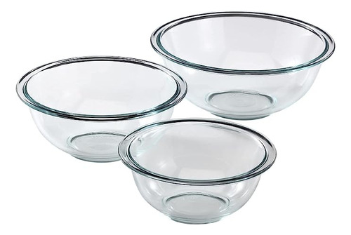 Glass Mixing Bowl Set Juego 3 Piezas Apilable Apto Para Micr