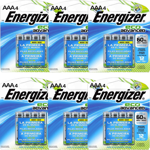 Pilha Reciclada Eco Advanced Aaa4 Energizer C/ 24 Unidades