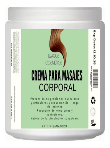 Crema   Masajes Pesada Oleosa Detracturante Alcanfor  1 Kilo