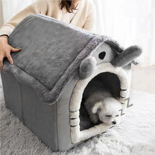 Casa De Perro Plegable Invierno Cálido Perro Villa Dormir S