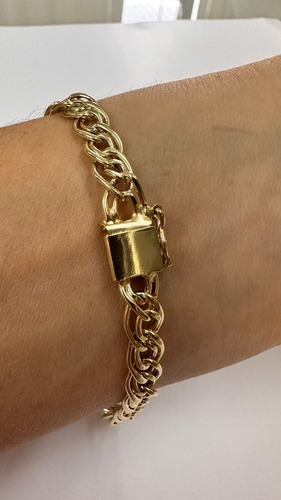 Pulseira Romana Grossa Ouro 18k 750 19 Cm 7,40 Mm