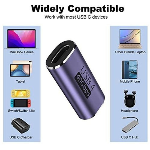 Paquete De 2 Adaptadores Usb C Hembra A Hembra De Areme, Usb