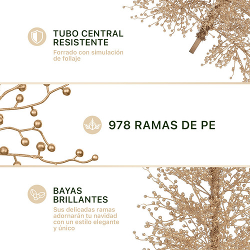 Árbol De Navidad Con Ramas De Bayas Metálicas 2.25m Esquimal