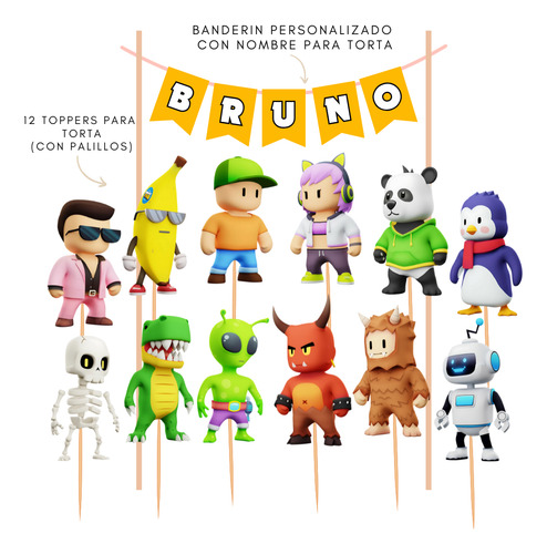 Kit Impreso Stumble Guys Cumple X10 Niños