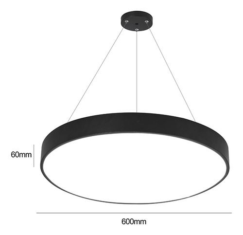 Lámpara Led Circular Negro 50w/60cms Luz Fría