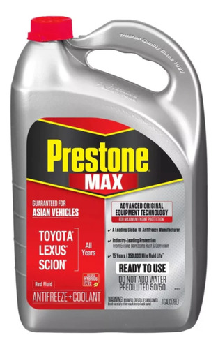 Refrigerante Prestone Asian Red Antifreeze/coolant 50/50 1gl