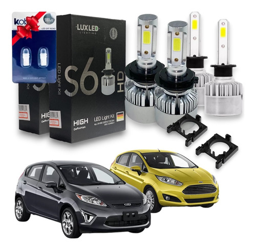 Combo Led Cree S6 H7 + H1 + Adaptadores + T10 Ford Fiesta Ki