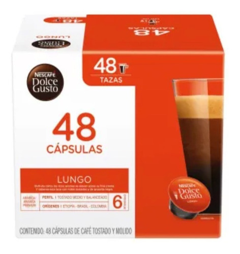 Cápsulas De Café Dolce Gusto Nescafé Lungo 48pzas