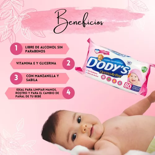 Toallitas Húmedas para Bebé Dody's Dermoactive Rosa 80 Toallitas