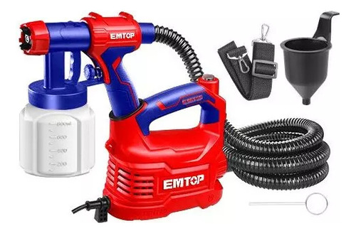 Pistola De Pintar Hvlp Con Compresor 550 W Emtop Esgn50001.4 Rojo