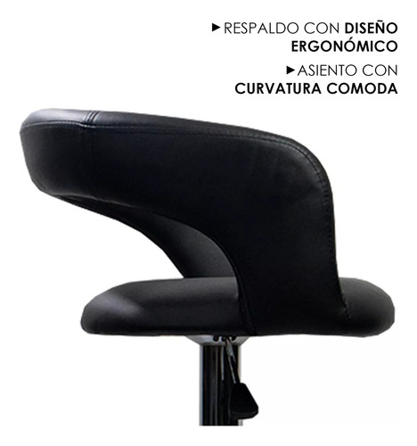 2 Banco Taburete Comedor Giratorio Respaldo Barra Studio B Acabado De La Estructura Cromado Decoform ST-8820 Color Negro