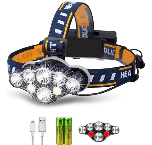 Linterna Led Frontal Recargable 8 Modos Impermeable Camping