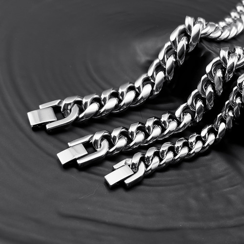 S Cadena Cubana Para Hombre De Acero Inoxidable,que No