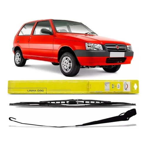 Kit Braço Haste Limpador + Palheta Fiat Uno