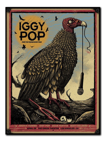 #1378 - Cuadro Vintage 30 X 40 - Iggy Pop Rock Poster Música