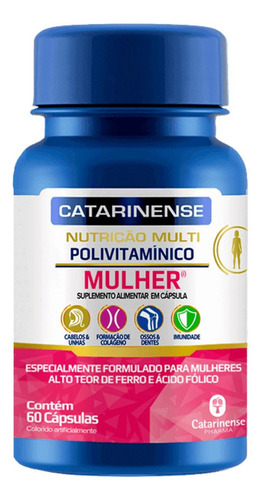 Polivitamínico Multi Mulher Alto Teor De Ferro 60 Cápsulas Sabor Sem Sabor