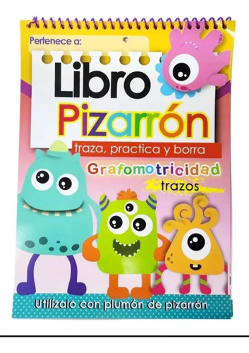 Libro Pizarron Borrable Practica Abecedario 4pzs Diferentes.