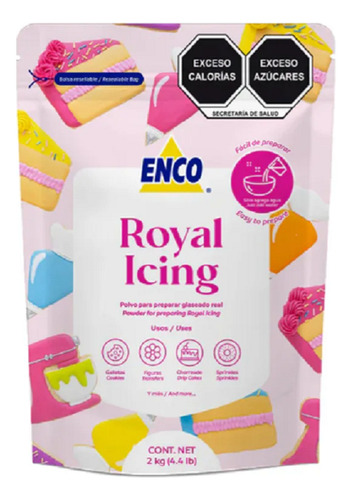 Royal Icing Galletas Fondant Dripping Reposteria Enco 2kg Blanco