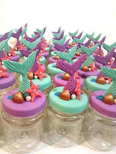 Imagen 1 de 5 de 30 Frascos 8cm Dulceros Sirena Con Nombre Personalizado