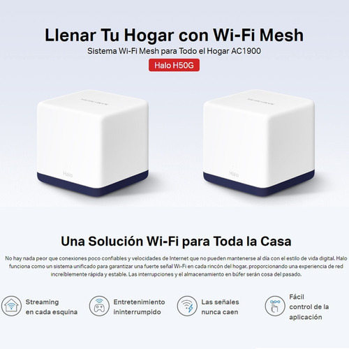 Sistema Wifi Mesh Gigabit H50g Ac1900 Mercusys 350mc App Color Blanco