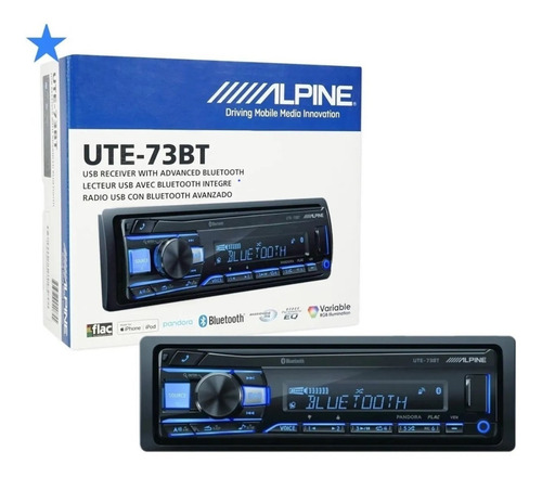 Autoestereo Alpine Bluetooth Multicolor Usb Mp3 Ute-73bt
