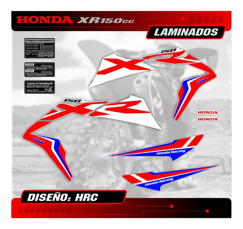 Kit Calcos - Gráfica Honda Xr 150 Hrc - Moto Blanca