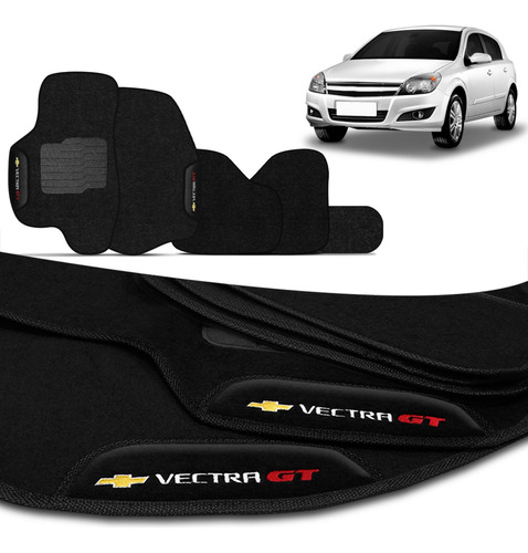 Tapete Vectra Gt 2007 Até 2011 Carpete Preto Logo Bordado Gm