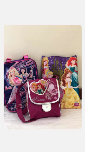 Imagen 2 de 9 de Bolsos Cartera Para Niñas Princesa Cenicienta Sirenita Bella
