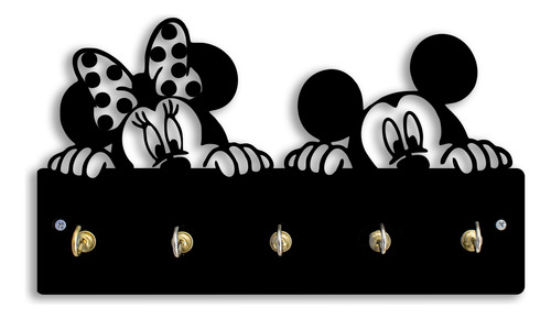 Porta Llaves De Disney Calado Mikey Y Minnie Negro