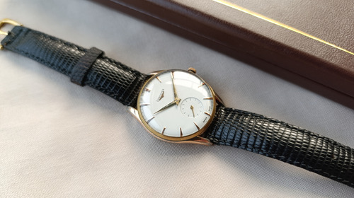 Reloj Longines Jumbo Calatrava 6417. Oro 40 Microns. 1959 Negro Dorado Blanco (Usado)