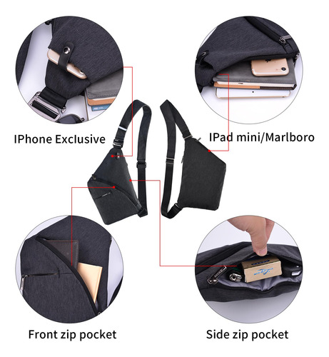 Bolso Bandolera Osoce Wander Plus, Antirrobo, 2.0 L, Unisex