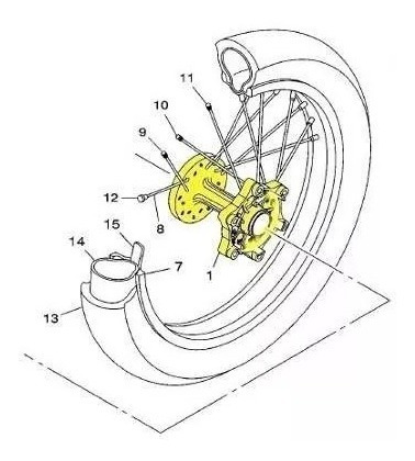 Imagem 5 de 5 de Cubo Roda Traseira Yamaha Xtz 250 Lander / Tenere 250 Cinza