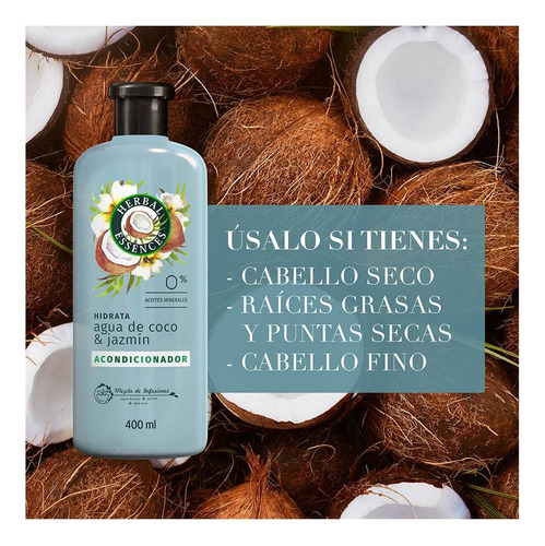 2 Acondicionador Herbal Essences Hidrata Agua De Coco 400ml