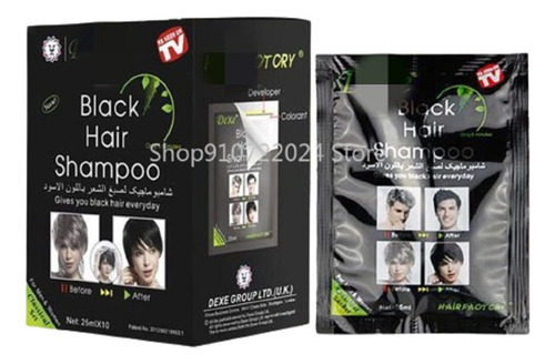 Shampoo Tinte Cabello Cubre Canas Negro. Natural