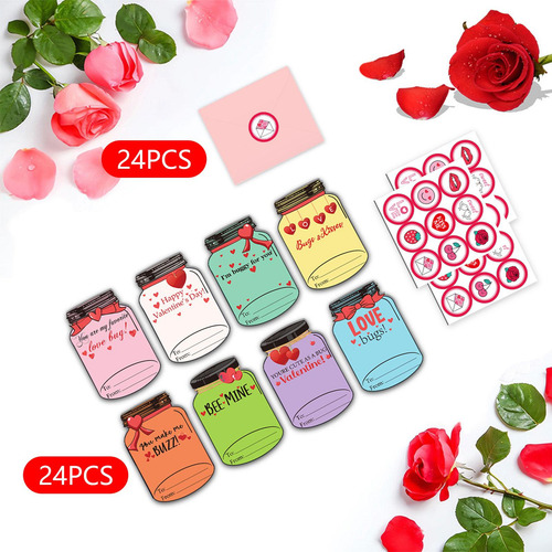 24 Tarjetas De San Valentín Divertidas Con Sobre Rosa