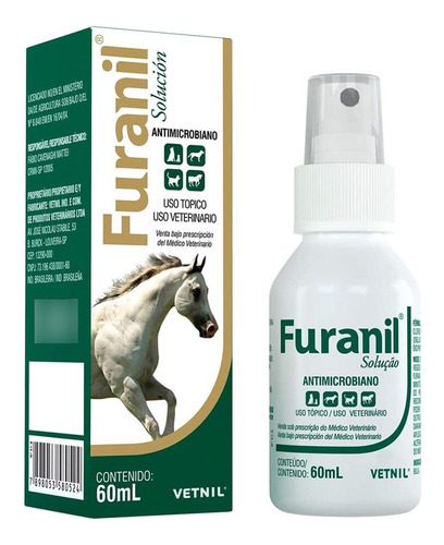 Imagem 1 de 2 de Furanil Solução Antimicrobiano Spray 60ml Vetnil