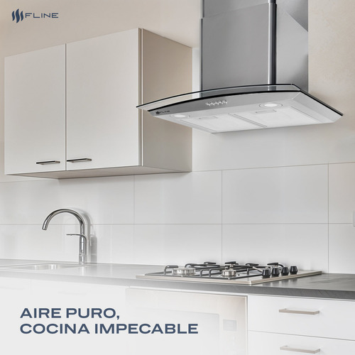 Campana Extractora 60cm D Pared Vidrio Curvo Acero Inox Be60 Color Gris