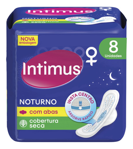 Kit 5 Pç Absorvente Noturno Seca Com Abas Total 40un Intimus